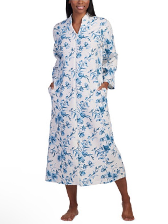 Miss Elaine Other - Miss Elaine Women's Zip-Front Long-Sleeve Floral Robe size m